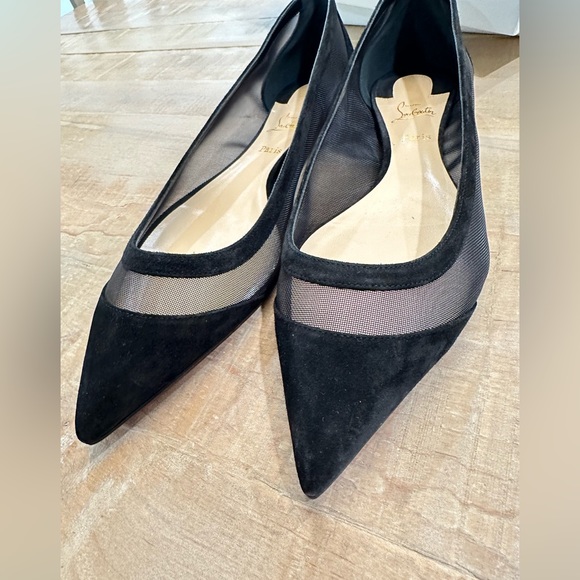Christian Louboutin Galativi suede and mesh point toe flats shoes - Picture 12 of 16
